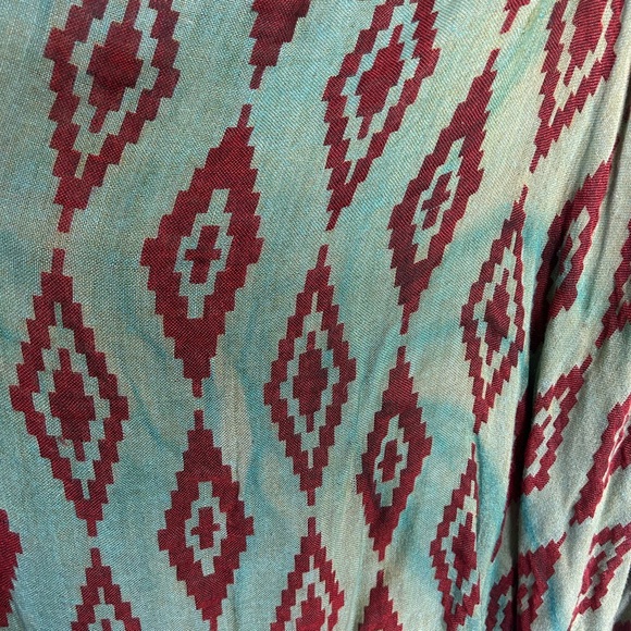 Teal and Red Geometric Patterned Shawl/Vest - Picture 3 of 3